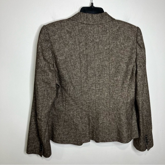 Ann Taylor brown tweed skirt suit set wool blend size 12 8 petite - Picture 9 of 13